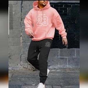 Unisex size XLG Pink "Los Angeles 23" logo Hoodie & blk pant Jogger set